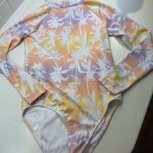 Roxy Kids One-Piece Long-Sleeve Swimsuit - Pastel Peach, Lavender & Yellow